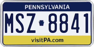 PA license plate MSZ8841