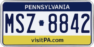 PA license plate MSZ8842