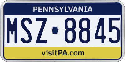 PA license plate MSZ8845