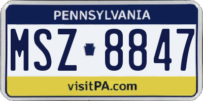 PA license plate MSZ8847