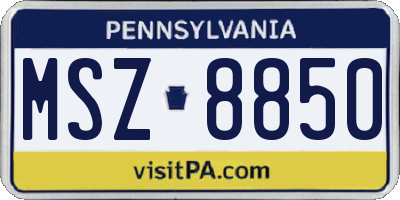 PA license plate MSZ8850