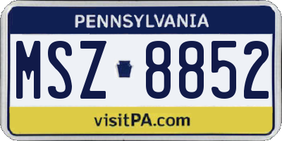 PA license plate MSZ8852