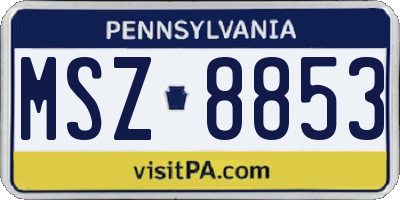 PA license plate MSZ8853