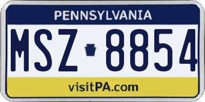 PA license plate MSZ8854