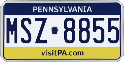 PA license plate MSZ8855