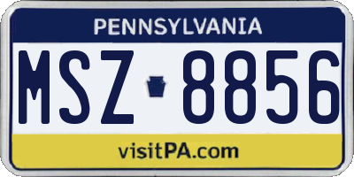PA license plate MSZ8856