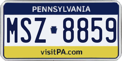 PA license plate MSZ8859