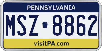PA license plate MSZ8862