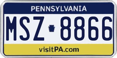 PA license plate MSZ8866