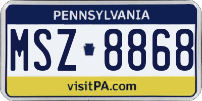 PA license plate MSZ8868