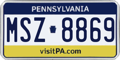 PA license plate MSZ8869