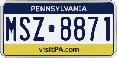 PA license plate MSZ8871