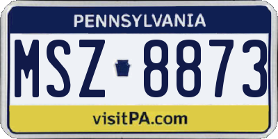 PA license plate MSZ8873
