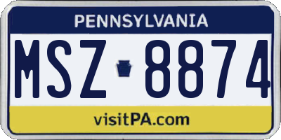 PA license plate MSZ8874