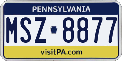 PA license plate MSZ8877