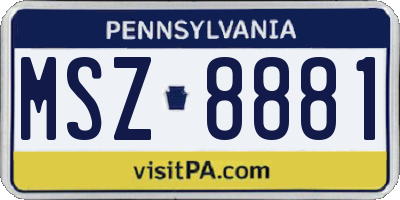 PA license plate MSZ8881