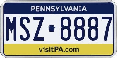 PA license plate MSZ8887