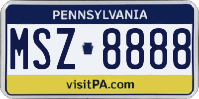 PA license plate MSZ8888