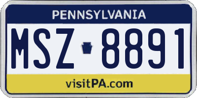 PA license plate MSZ8891