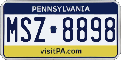 PA license plate MSZ8898