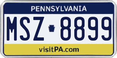 PA license plate MSZ8899