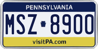 PA license plate MSZ8900