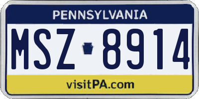 PA license plate MSZ8914
