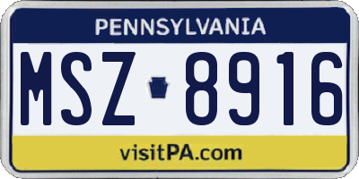 PA license plate MSZ8916