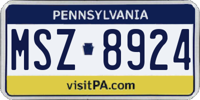 PA license plate MSZ8924