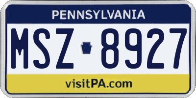 PA license plate MSZ8927