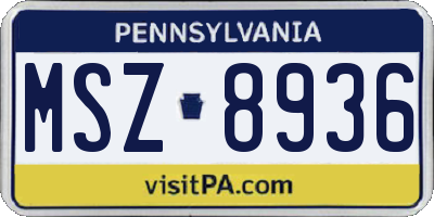 PA license plate MSZ8936