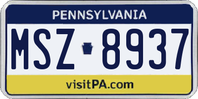 PA license plate MSZ8937