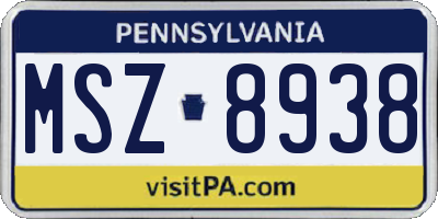 PA license plate MSZ8938