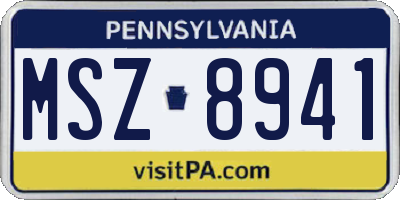 PA license plate MSZ8941