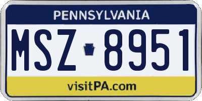 PA license plate MSZ8951