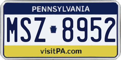 PA license plate MSZ8952