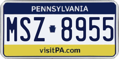 PA license plate MSZ8955