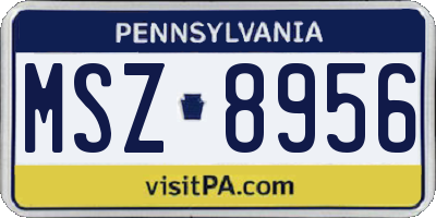 PA license plate MSZ8956