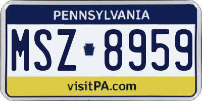 PA license plate MSZ8959