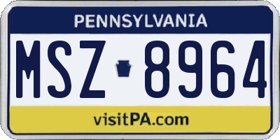 PA license plate MSZ8964