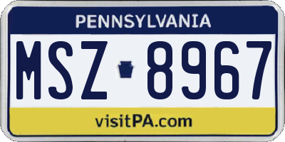 PA license plate MSZ8967