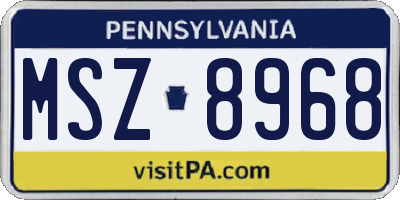 PA license plate MSZ8968