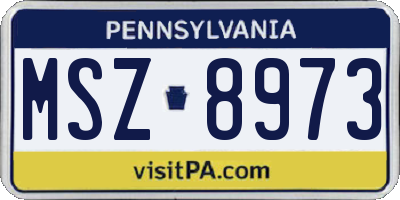 PA license plate MSZ8973