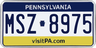 PA license plate MSZ8975