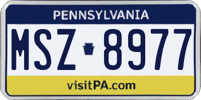PA license plate MSZ8977
