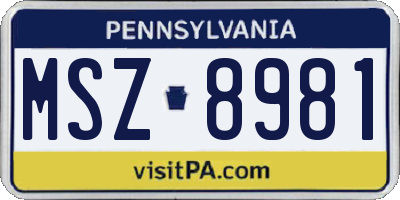 PA license plate MSZ8981