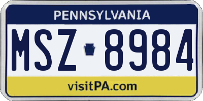 PA license plate MSZ8984