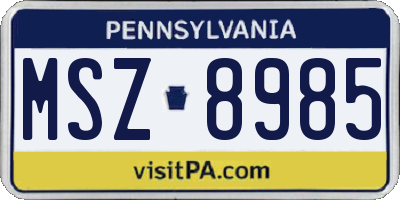 PA license plate MSZ8985