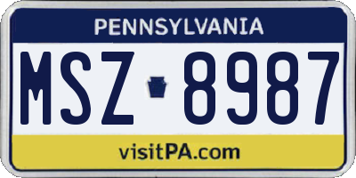 PA license plate MSZ8987