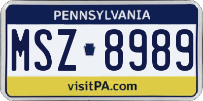 PA license plate MSZ8989